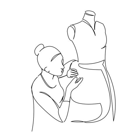 sketch; line; graphic; outline; symbol; continuous; icon; linear; sign; simplicity; abstract; contour; one line; continuous line; logo; line art; isolated; design; illustration; drawing; art; concept; hand; silhouette; doodle; cloth; seamstress; girl; fabric; young; work; tailoring; female; woman; tailor; sewing; dressmaker; designer; industry; fashion; creative; craft; business; studio; occupation; workshop; atelier; person; professional Fashion Line Drawing, Tailoring Illustration, Business Woman Drawing, Sewing Icon, Tailor Logo Design, Single Drawing, Line Drawing Woman, Tailor Logo, Line Graphic