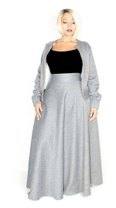 Sexy plus sweats Sweatshirt Skirts, Plus Size Sweatshirt, Houndstooth Dress, Womens Maxi Skirts, Big Girl Fashion, Plus Size Maxi, Skirt Women, Women Plus Size, Plus Size Skirts