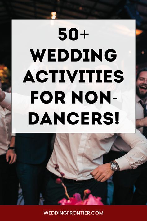 Engage and delight your wedding guests with a roster of over 50 alternative activities that don’t involve dancing. From laughter-inducing games to sweet, sentimental moments, craft a celebration like no other! #UniqueWedding #NoDanceRequired #WeddingActivities Fun Wedding Activities Receptions, Alternative Wedding Entertainment, Games For Guests At Wedding, Fun Reception Games, Wedding Reception Fun Activities, Fun Wedding Stations, Wedding Reception Table Games, Games For A Wedding Reception, Reception Activity Ideas