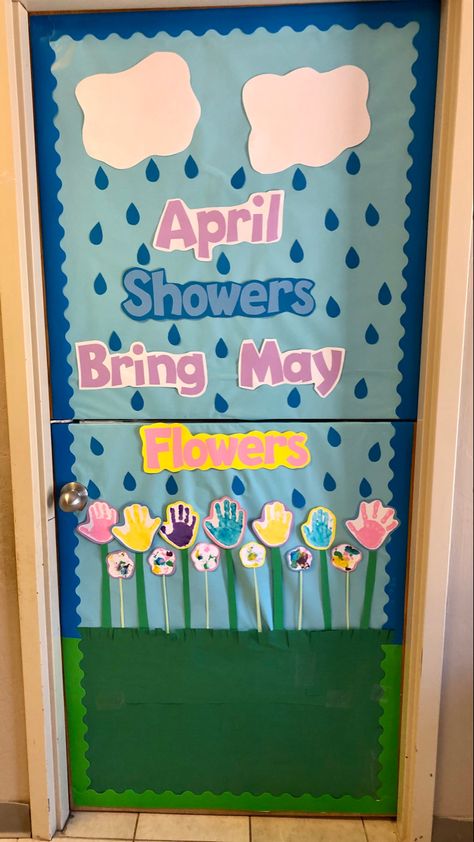 May Ideas, Class Door, Preschool Classroom Decor, Toddler Classroom, Spring Door, Classroom Door, April Showers, Preschool Classroom, May Flowers