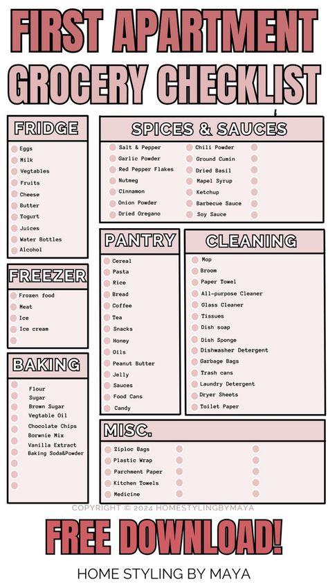 first apartment checklist, first apartment essentials list, First apartment grocery list First Apartment Cleaning, Apartment Cleaning Supplies, First Apartment Grocery List, Apartment Grocery List, Apartment Checklist Essentials, Apartment Essentials List, Apartment Essentials Checklist, New Apartment Checklist, Tips For Moving Out