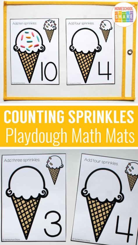 Ice Cream Preschool, Ice Cream Math Activities For Preschool, Ice Cream Counting, Ice Cream Math Preschool, Different Ice Cream Flavors, Ice Cream Template, Montessori Lesson Plans, Letter I Activities, Cooking Theme