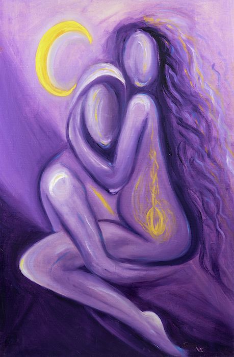 Lovers Painting, Soulmates Art, Twin Flame Art, Arte Doodle, Moonlight Painting, Flame Art, Energy Art, Spiritual Artwork, Conceiving