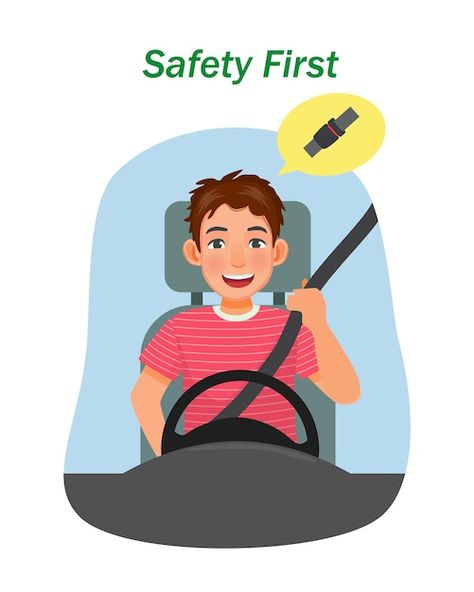 Safety First, Seat Belt, Young Woman, Car Seat, Premium Vector, Car Seats, Clip Art