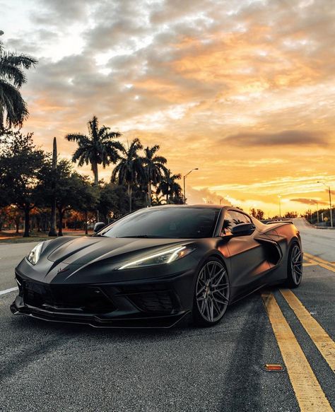 Corvette Stingray Aesthetic, Corvette Zr1 Black, Corvette C7 Black, Black Corvette Aesthetic, All Black Corvette, Blacked Out Corvette, Modded Corvette, Matte Black Corvette, Aesthetic Corvette