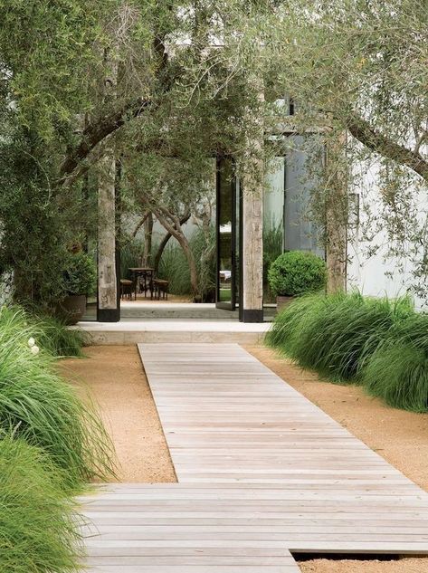 Garden Path Ideas, Wooden Pathway, Narrow Garden, Walkway Design, Path Ideas, Sloped Garden, Garden Walkway, Contemporary Garden, Garden Pictures