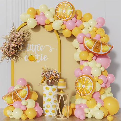 143Pcs Lemon Balloon Arch Garland Kit Pastel Yellow Pink Lemon Yellow Balloons for Lemonade Birthday Party Main Squeeze Sunflower Sunshine Baby Shower Honeybee Theme Party Decorations #ad #lemon #lemons #leomparty #lemonpartyideas #lemonpartysupplies #lemonpartytheme #lemonpartyballoons #lemonbirthdayparty #lemonade #lemonadeparty #lemonadepartyideas #lemonadepartysupplies #lemonadepartytheme #firstbirthdaypartyideas #firstbirthdaypartythemes Lemon Themed Party, Oster Dekor, Pink Lemonade Party, Bee Theme Party, Hawaiian Party Decorations, Fruit Birthday, Peach Party, Sunshine Baby Showers, Baby Shower Yellow