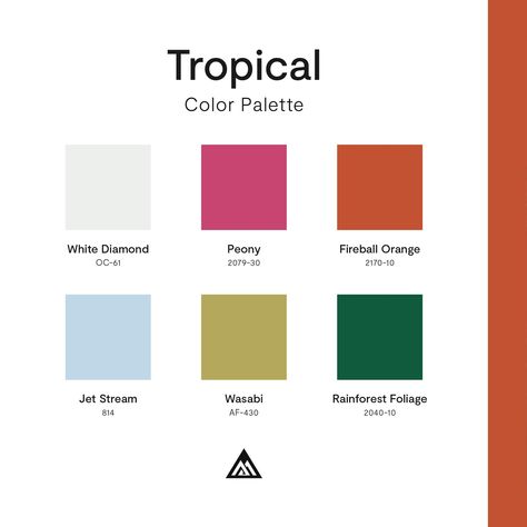 Tropical Color Palette, Small Bathroom Paint, Modern Botanical, Benjamin Moore Paint, Tropical Colors, Living Room Remodel, Bedroom Paint, Ace Hardware, Painting Bathroom