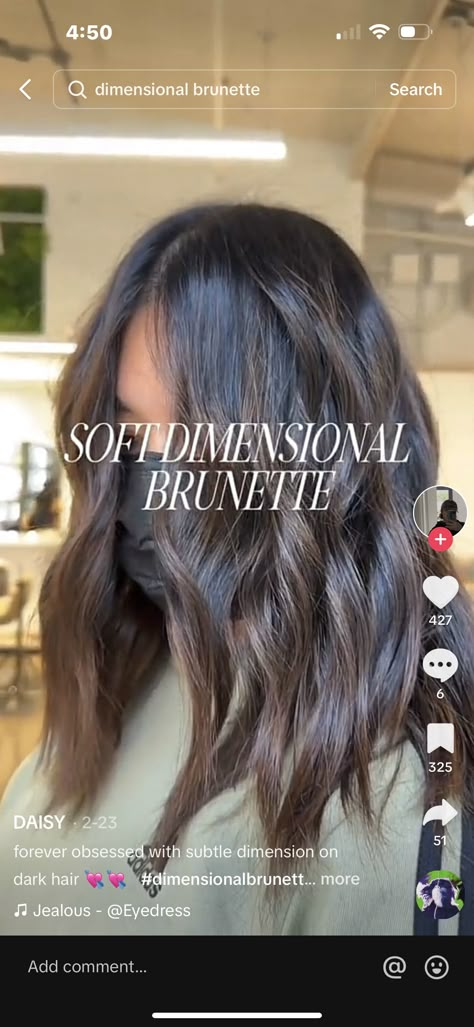 Aveda Balayage Brunettes, Dimensional Brunette Lob, Ask Brown Hair, Lived In Burnett, Dimensional Brunette Dark Ash, Low Maintenance Dimensional Brunette, Dark Hair Dimension Brunettes, Brunette Spring Hair 2024, Brunette Hair Fall 2024