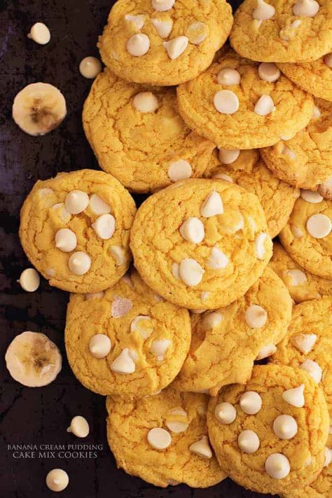 Pudding Cake Mix Cookies, Recipes With Pudding, Cake Mix And Pudding, Pudding Cake Mix, Banana Pudding Cookies, Healthy Pumpkin Dessert, Cake Mix Cookie Bars, Recipes Using Cake Mix, Banana Cream Pudding