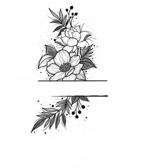 Womens Tattoo Drawings, Floral Band Tattoo Design, Flower Band Tattoo Design, Drawing Ideas Pencil, Flower Tattoo Stencils, Black Line Tattoo, Tattoo Band, On Tattoo, Horoscope Tattoos