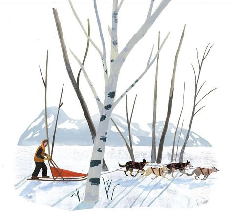 Sled Illustration, Spot Illustration, Inuit People, Magazines For Kids, Ice Age, Dog Illustration, Dog Sledding, Sled, Ancient Egypt