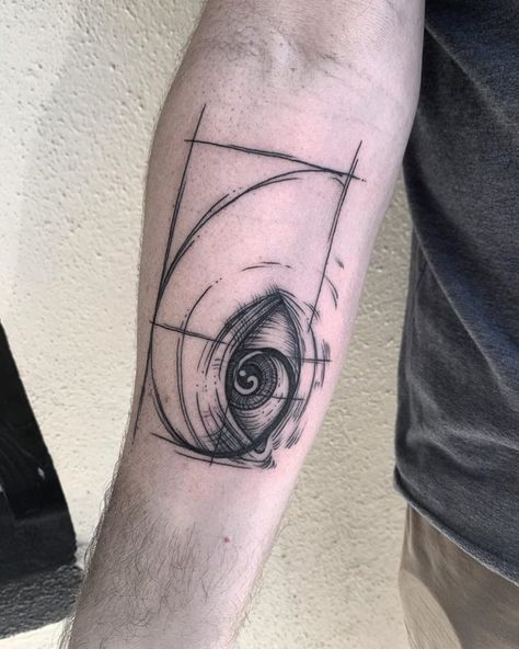 369 Tattoo Ideas, Fibinocci Tattoos, Fibanocci Tattoos, Fibonacci Tattoo Golden Ratio, Men Tattoo Forearm, Fibbonaci Tattoo, Engineering Tattoo Ideas, Fibonacci Tattoo Sacred Geometry, Mathematical Tattoo