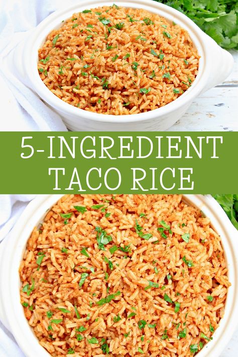 Easy Taco Rice Recipe, Taco Side Dishes, Rice Side Dish Recipes, Taco Rice, Mexican Side Dishes, Rice Side Dishes, Mexican Rice, Homemade Tacos, Dinner Sides