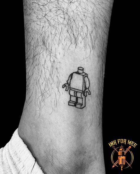 Lego Head Tattoo, Lego Man Tattoo, Lego Tattoo, Lego Head, Food Tattoos, Lego Man, Head Tattoos, Dope Tattoos, Animated Drawings