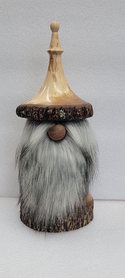 Wood Lathe Christmas Projects, Wood Turned Gnomes, Wooden Turned Christmas Ornaments, Wooden Gonks, Wood Turning Gnome, Wood Turned Christmas Tree Ornaments, Whittled Gnome, Wood Lathe Mushrooms, Fine Woodworking Project