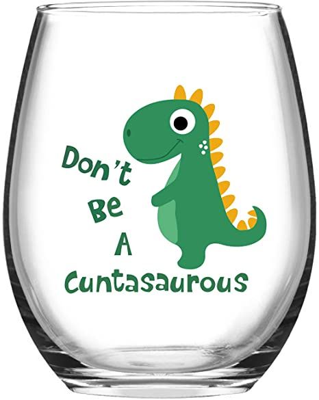 Funny Beer Glass, Funny Wine Glasses, Festival Friends, Fun Wine Glasses, Silly Gifts, Funny Dinosaur, Birthday Wine Glass, Funny Glasses, Dinosaur Funny