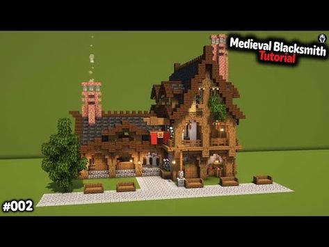 Minecraft Medieval Blacksmith Tutorial - YouTube Minecraft Medieval Blacksmith, Minecraft Blacksmith, Medieval Blacksmith, Minecraft Forge, Something Creative, Blacksmith Forge, Minecraft Medieval, Minecraft Plans, Minecraft Projects