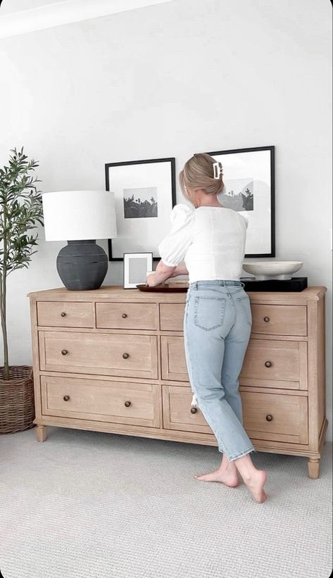 Pottery Barn Bedrooms, Organic Modern Bedroom, Dresser Decor Bedroom, Organic Bedroom, Neutral Bedroom Decor, Neutral Bedrooms, Bedroom Updates, Master Room, Set Of Drawers