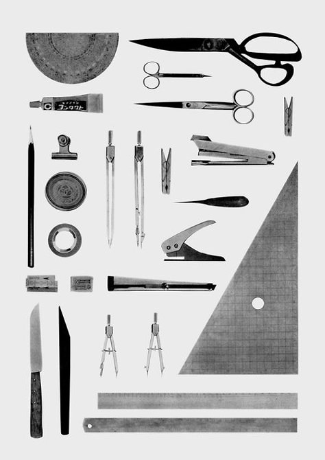 http://studiosmall.com Uncomfortable Art, Knolling Photography, Architect Tools, Architecture Tools, Things Organized Neatly, Drawing Tools, Birds Eye, Tape Measure, Creative Photography