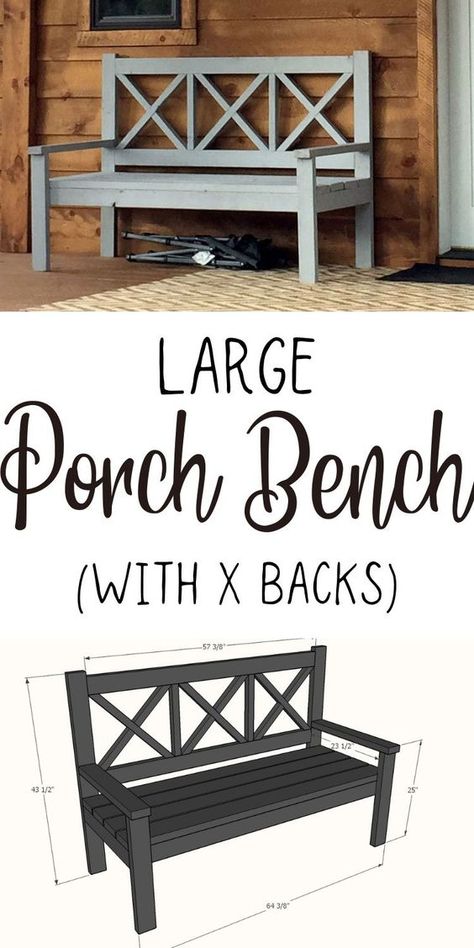 2x4 Furniture Plans Free, Outdoor Diy Bench Seating, Bench Outside Front Door, Front Porch Benches Diy, X Bench Diy, Free Bench Plans, Diy Bench Outdoor With Back, How To Build A Bench Outdoor, Wooden Bench Plans How To Build