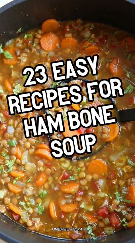 Explore 23 easy recipes for ham bone soup that turn leftovers into flavorful, hearty meals. Visit our site and find the perfect soup to try today! Bone Soup Recipes, Recipes For Ham, Ham Bone Soup Recipes, Bone Recipes, Ham Bone Recipes, Leftover Ham Bone, Ham Bone Soup, Bean Soups, Bone Soup