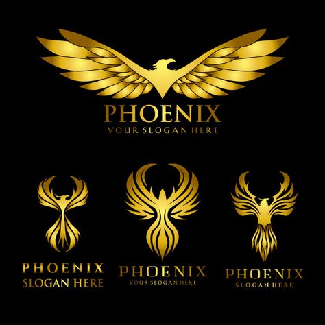 Set of gold eagle phoenix logo design te... | Premium Vector #Freepik #vector #logo #gold #template #cartoon Phoenix Logo Design, Egyptian Design Pattern, Golden Eagle Logo, Gold Template, Underboob Tattoo Designs, Phoenix Wallpaper, Phoenix Logo, Logo Design App, Golden Bird