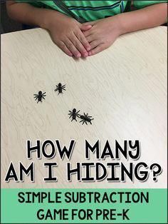 "How Many Am I Hiding?" is a simple subtraction math game for Pre-K, Preschool, Kindergarten children to practice number concepts. #mathforchildren #mathgamesforkids Simple Subtraction, Preschool Math Games, Kindergarten Math Games, Subtraction Activities, Prek Math, Math Games For Kids, Math Game, Math Addition, Math Methods