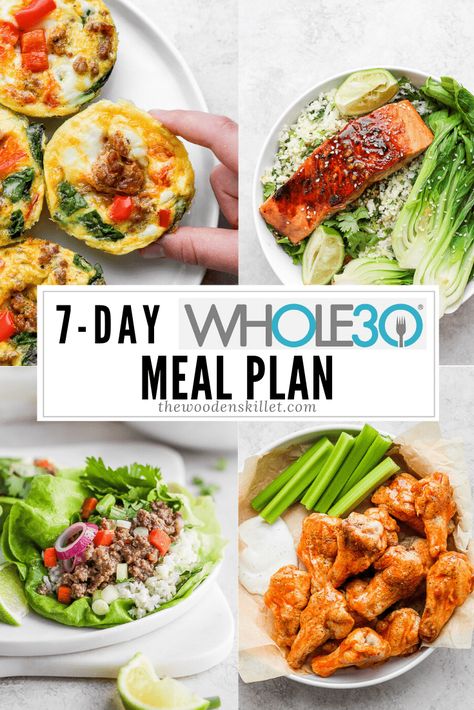 7 Day Whole30 Weekly Meal Plan - a weeks worth of healthy, Whole30 meal options for you! #whole30recipes #whole30mealplans #healthymealplans #healthyrecipes Veggie Egg Cups, Whole30 Meal Plan, Wooden Skillet, Chili Dinner, Whole30 Meals, Short Ribs Slow Cooker, Whole30 Dinner, Whole 30 Meal Plan, Whole30 Dinner Recipes