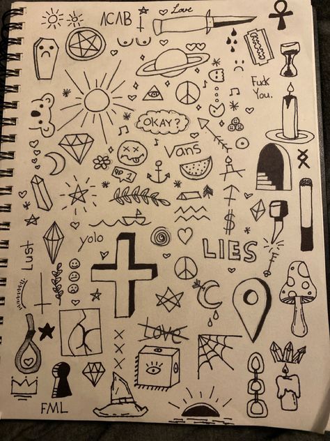 90s Doodles Art, Simple Doodles Aesthetic Grunge, Simple Pen Drawings Easy, Doodle Poster Design, Y2k Doodles Easy, Grunge Sketchbook Doodles, Doodle Ideas Grunge, Easy Doodles Art, Notebook Drawings Doodles