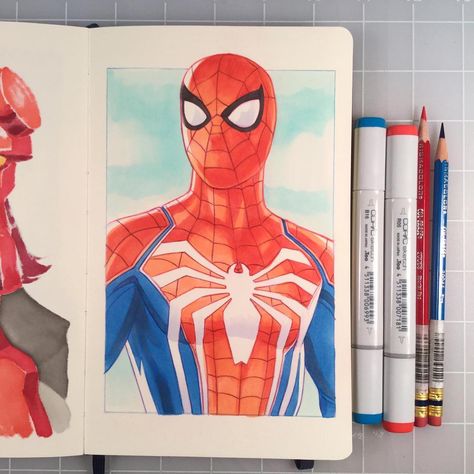 #drawing #sketch  #markerart #copicmarkers #copic Marvel Marker Art, Sketch Markers Drawing, Spiderman Drawings, Spiderman Canvas Art, Marvel Art Drawings, Spiderman Drawing, Moleskine Sketchbook, Spiderman Art Sketch, Arte Indie