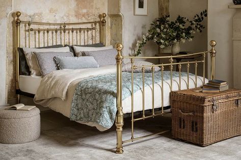 Brass Headboard Bedroom, Single Bed Frames, Gold Bed Frame, Brass Bed Frame, Wrought Iron Beds, Iron Beds, Victorian Bed, Iron Bed Frame, Gold Bed