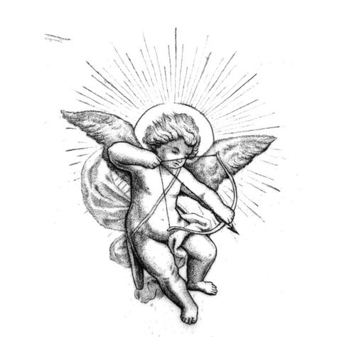 Baby Angel Tattoo, Ink Tattoo Design, Red Tattoo Ideas, Tattoo Ideas Males, Cupid Tattoo, Red Ink Tattoo, Cherub Tattoo, Red Tattoo, Jesus Tattoo