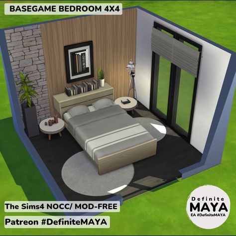 Base Game Sims 4 Bedroom, Sims 4 Basegame Bedroom, Bedroom 4x4, The Sims 4 Bedroom, Game Bedroom Ideas, Bedroom The Sims 4, Sims 4 Bedroom Ideas, Sims Bedroom, Bedroom Sims 4