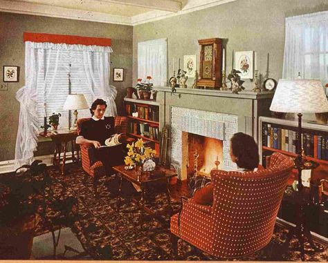 1940s House Decor, 1940s Interior Design Living Rooms, 1940s Home Aesthetic, 1940 Living Room, 1940s Home Decor Interior Design, 1940s Decor Interior Design, 40s Interior Design, 1940s Room, 40s Home Decor