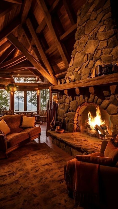 "Experience rustic charm with delightful video glimpses of cabin hideaways! 🌟🌿 Watch heartwarming video moments capturing quaint cabins, natural beauty, and the allure of peaceful retreats, inspiring your next getaway. Explore the rustic cabin allure! 🎥🏕️ #RusticCabinHideaways #CharmingVacationHomes #PeacefulRetreats" Fireplace Video, Cabin Fireplace, Log Home Interiors, Rustic Log Cabin, Beautiful Cabins, Dekor Diy, Cabin Interiors, Rustic Home Design, Cabin Living