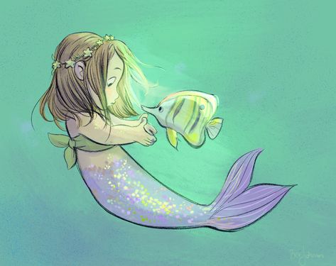 Sketch Mermaid, Bev Johnson, Mermaid Anime, Mermaid Sketch, Art Vampire, Mermaid Stories, Anime Bebe, Dengeki Daisy, Mermaid Kids