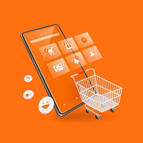 Shopping cart and icons that represent o... | Premium Vector #Freepik #vector #phone-order #online-market #order-online #online-store Location Post, Shopping Icon, Gucci Makeup, Online Store Design, Adobe Photoshop Design, Ads Creative Advertising Ideas, Marketing Icon, Phone Store, Store Icon