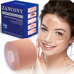 zancony 2 in 1 Face Tape, Forehead Tape for Anti Wrinkle Patches and Face Lift Tape for Full Face and Neck, Kinesiology Tape for Relaxing Facial Muscles, Hypoallergenic，5CM Wide Relaxing Facial, Wrinkle Patches, Face Lift Tape, Wrinkle Remedies, Lifting Facial, Skin Patches, Forehead Wrinkles, Younger Skin, Face Wrinkles