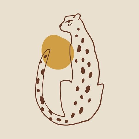 Animal Sillouttes Drawings, Minimal Animal Illustration, Animal Line Illustration, Boho Animal Art, Leopard Doodle, African Illustration, Boho Vector, Leopard Illustration, Boho Drawing