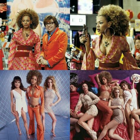 Beyoncé - Austin Powers Goldmember Beyonce Austin Powers Outfit, Beyonce Austin Powers Costume, Beyonce In Austin Powers, Beyonce Goldmember, Austin Powers Outfits, 70s Fashion Disco Parties Outfits, Austin Powers Aesthetic, Beyonce Austin Powers, Austin Powers Couples Costume