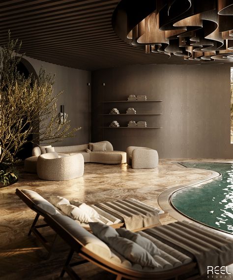 Spa Interior Design Luxury, Pool Basement, Spa Design Interior, Luxury Spa Design, Classic Bedroom Design, Indoor Swimming Pool Design, Indoor Pool Design, Indoor Spa, Spa Interior Design