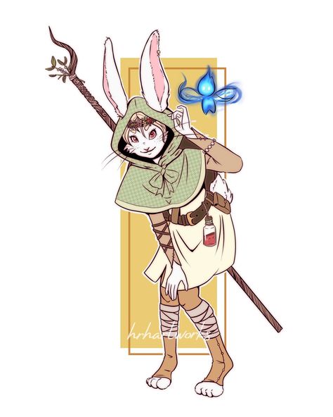 Harengon Druid Dnd, Haregon Character Art, Dnd Bunnyfolk, Jackalope Fursona, Harengon Druid, Harengon Monk, Harengon Dnd Female, Harengon Bard, Harengon Dnd Art