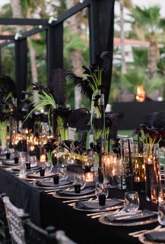 Modern Wedding Decor Ideas ★ modern wedding decor dlack wedding receptions katherine rose Industrial Wedding Table, Dark Wedding Theme, Moody Vintage, Color Table, Modern Wedding Decor, Wedding Week, Goth Wedding, Dark Wedding, Wedding Forward