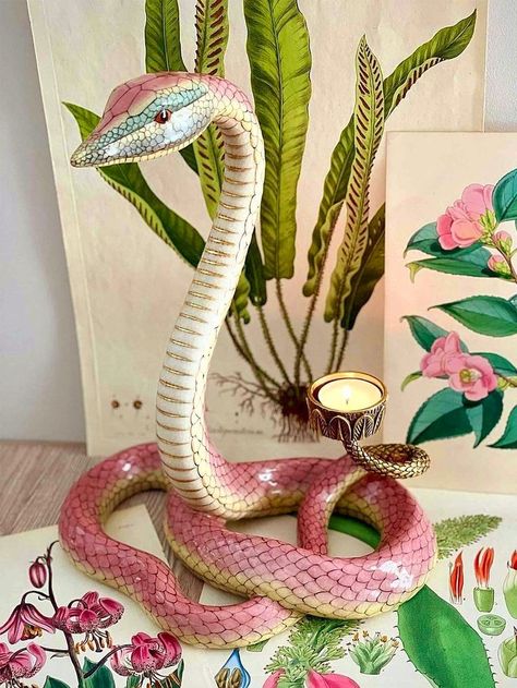 Snake Candle Holder, Snake Sculpture, Sculpture Candle, Serpent Snake, Country Gifts, Brass Candle Holders, Votive Holder, Blush And Gold, Gold Brass