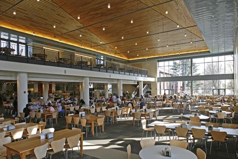 The 15 Best Colleges for Dining Hall Food Yonsei University Cafeteria, Fancy Cafeteria School, School Dining Hall Aesthetic, Dining Hall University, College Dining Hall Aesthetic, University Cafeteria Aesthetic, Canteen School Aesthetic, College Cafeteria Aesthetic, College Cafeteria Design