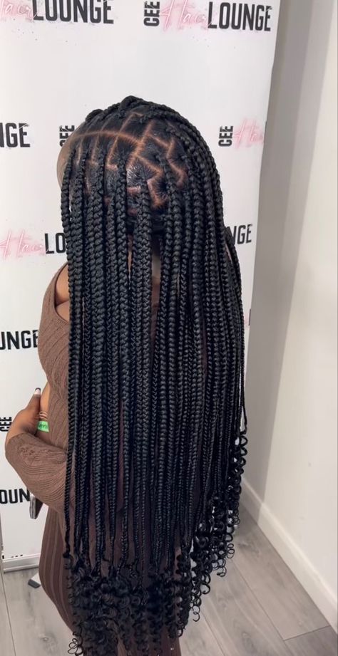 Cute Braided Hairstyles With Beads, Big Knotless Box Braids, Med Knotless Braids, Fake Hair Braids, Latest Hair Braids, Box Braid Hair, Quick Braids, Short Box Braids Hairstyles, Pretty Braids