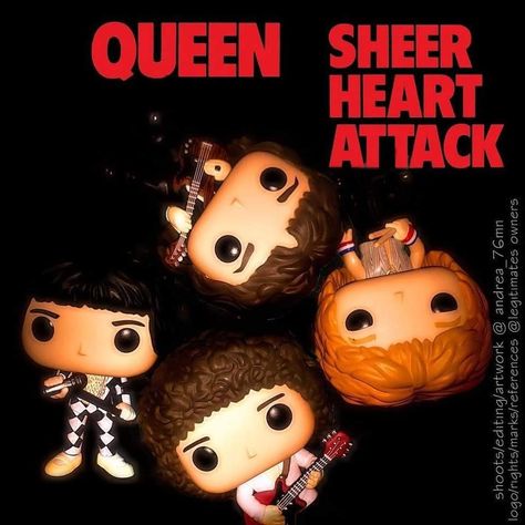 Queen album covers, Funko style 😎🎶 Queen Funko Pop, Queen Album Covers, Queen Merch, 70s Rock Bands, Queen Wallpaper, Queen Albums, Funko Pop Dolls, Rock Queen, Pop Queen