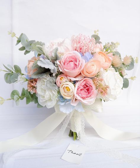 Wedding Bouquet Pastel Colors, Pastel Colour Bouquet, Bridal Bouquet Pastel Colors, Small Pastel Bouquet, Bridgerton Wedding Bouquet, Bride Bouquets Pastel, Pastel Floral Centerpieces, Soft Pastel Wedding Flowers, August Wedding Bouquet