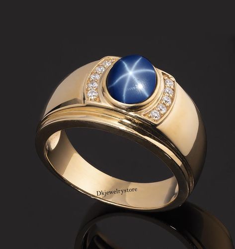 #etsy shop: 14k Gold Men Blue Star Sapphire Ring, Star Sapphire Ring, Blue Star Sapphire, Wood Wedding Ring, Mother Rings, Star Sapphire, Rings Cool, Star Ring, Special Jewelry